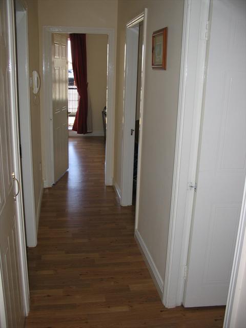 Hall with the living room at the end