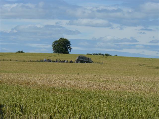 Hrobka z dálky v pšeničném poli